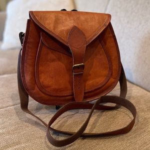 Gorgeous vintage Great Seal of Oklahoma brown leather handbag